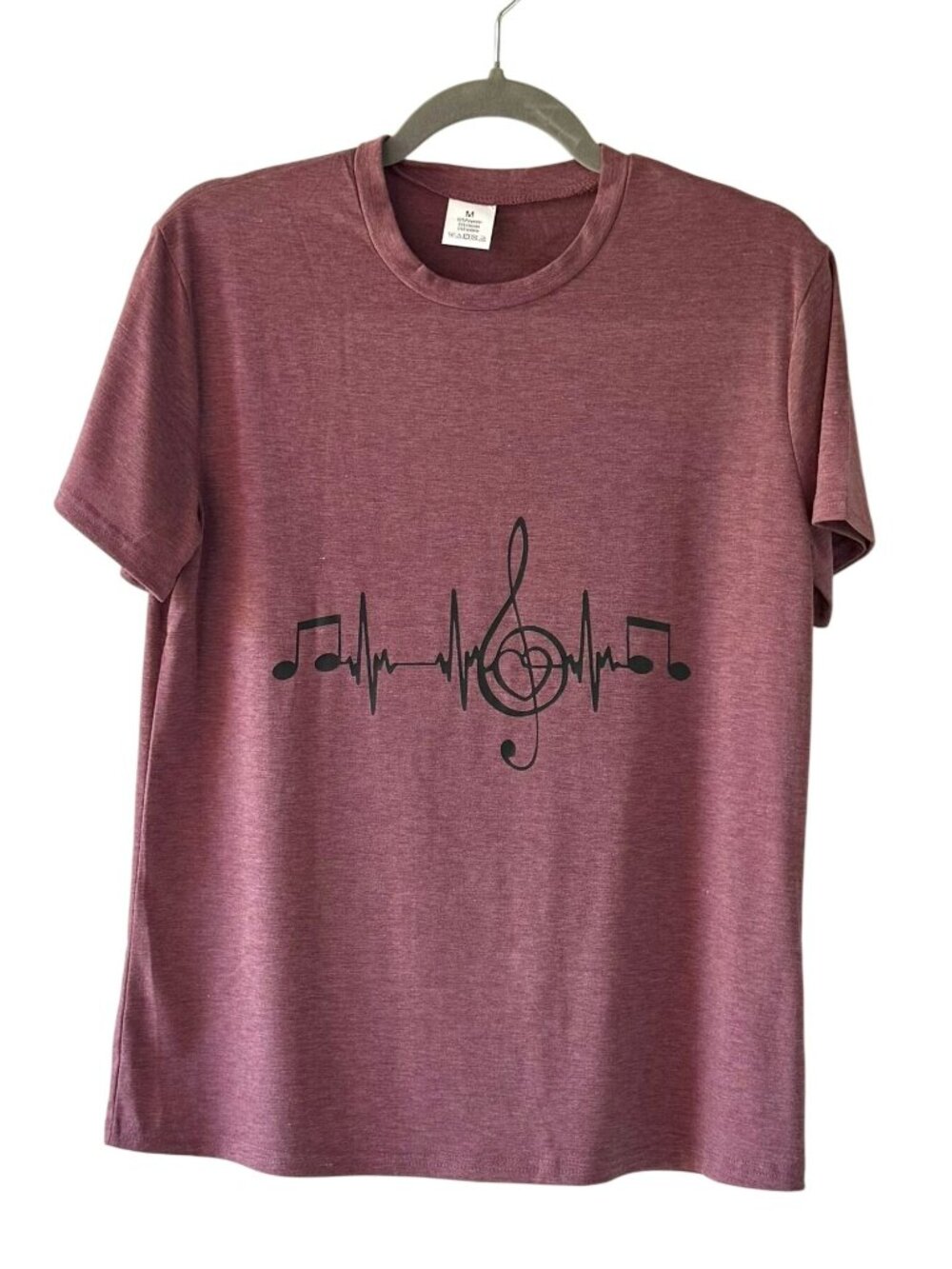 Music Lover Tee Womens M Brick Rose Treble Clef Heart Graphic Shirt